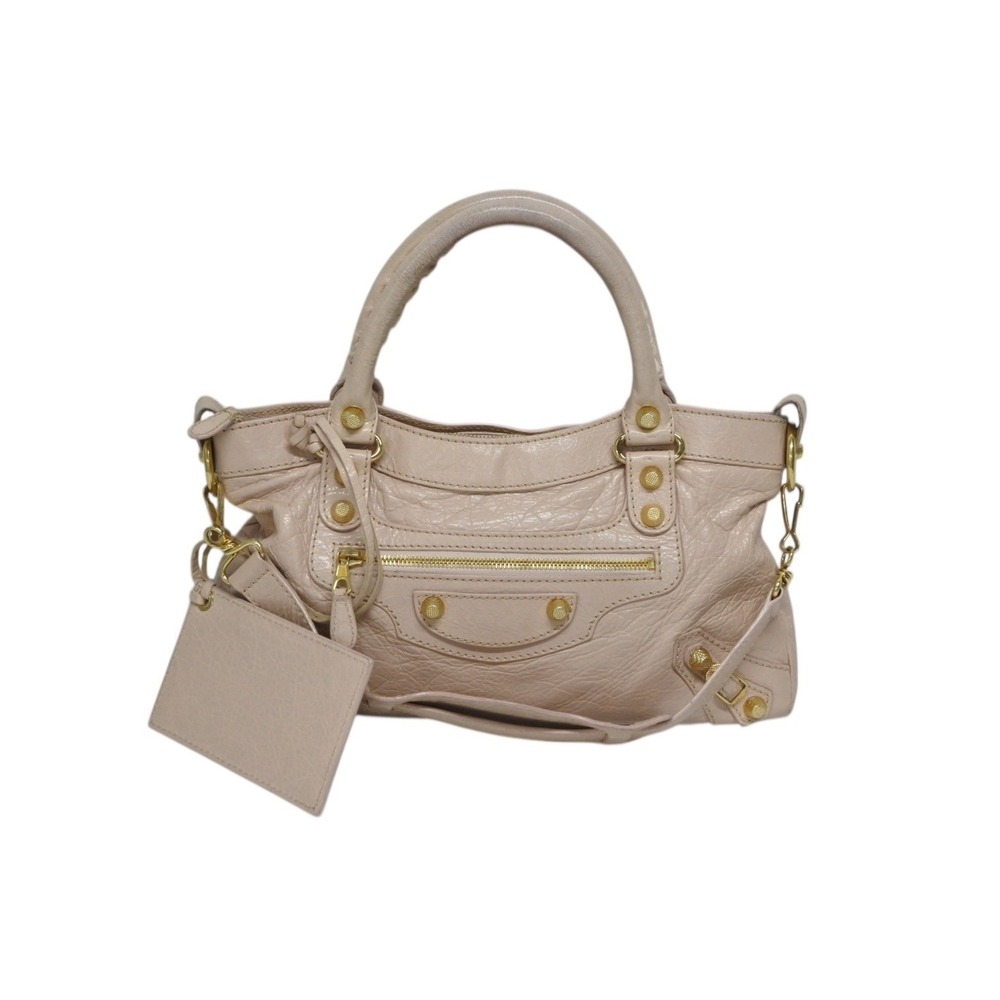 BALENCIAGA Giant First Bag Pink Beige Tan Leather